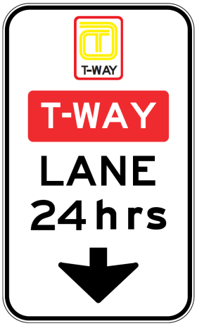 R6-237-2n T-Way Lane 24hrs (Down arrow)