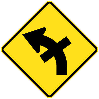W2-15(L) - Cross Road On a Curve (Left Symbolic)