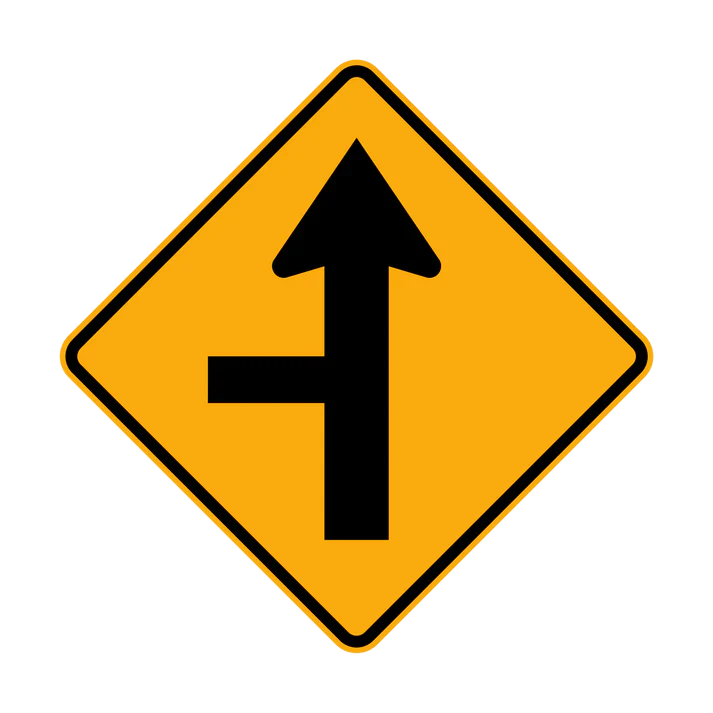 W2-4(L) - Side Road Intersection on Straight (Left Symbolic)
