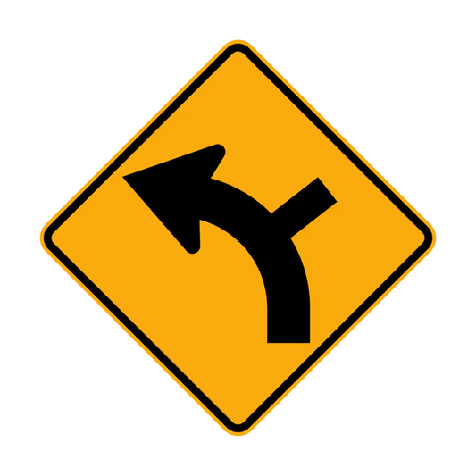 W2-9(L) - Side Road Intersection on a Curve - Outside (Left Symbolic)