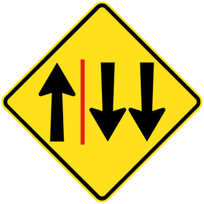 W4-209n - One And Two Lane Each Direction With Barrier (Symbolic)