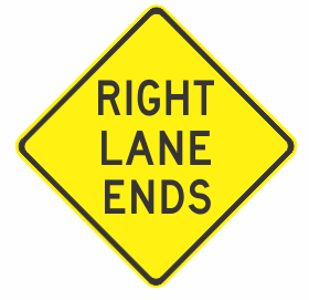 W4-9n(R) - Right Lane Ends