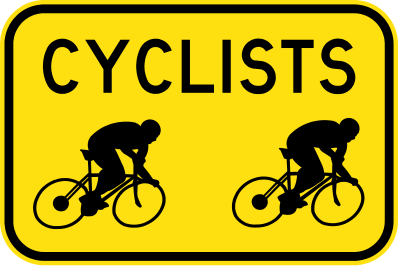 W6-213n - Beware Cyclists (Symbolic)