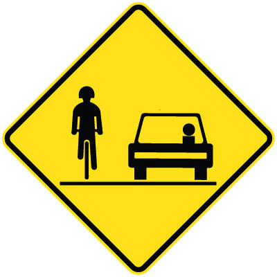 W6-214n - Share The Road (Symbolic) Cyclist & Vehicle