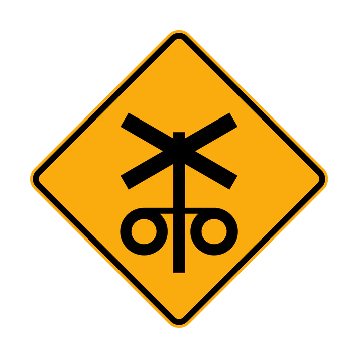 W7-4 - Rail Crossing Flashing Signals Ahead (symbolic)