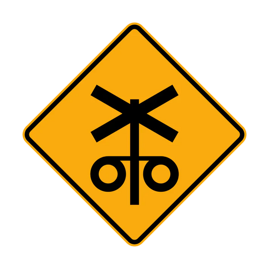 W7-4 - Rail Crossing Flashing Signals Ahead (symbolic)