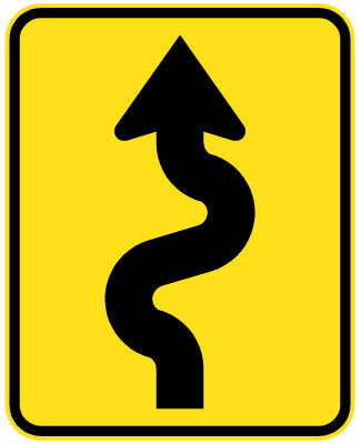 W8-237n(L) - Winding Road (Left Symbolic) Supplementary Plate