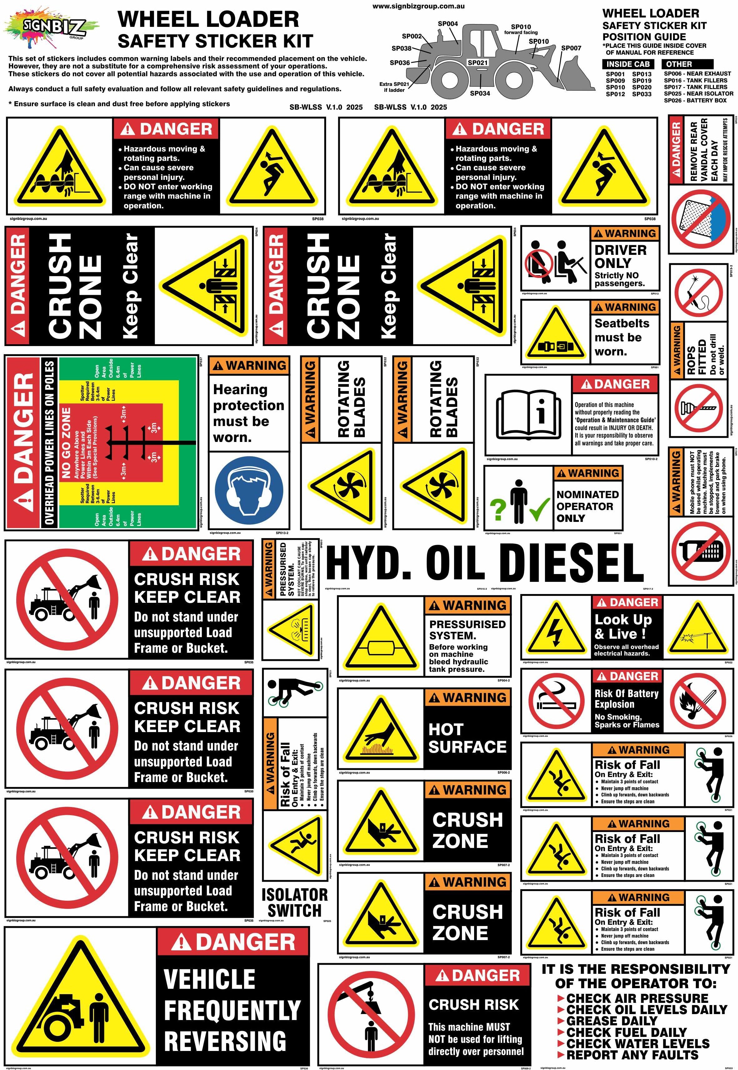 Loading Loader Sticker Sticker Kit - Wheel Loader – Signbiz