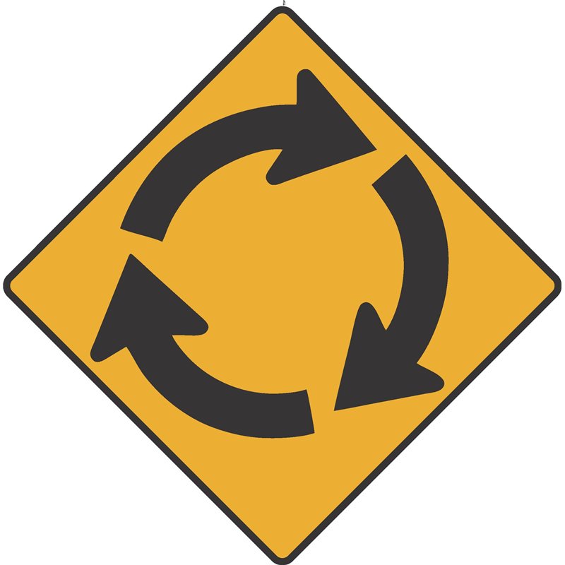 WARNING ROUNDABOUT AHEAD