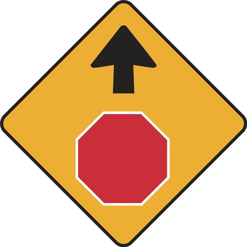 WARNING STOP SIGN AHEAD