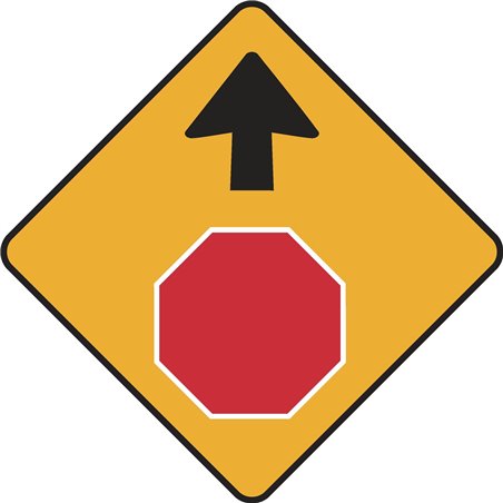 WARNING STOP SIGN AHEAD