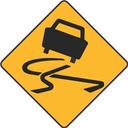 WARNING ROAD SLIPPERY WHEN WET