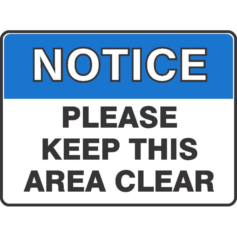 NOTICE KEEP THIS AREA CLEAR