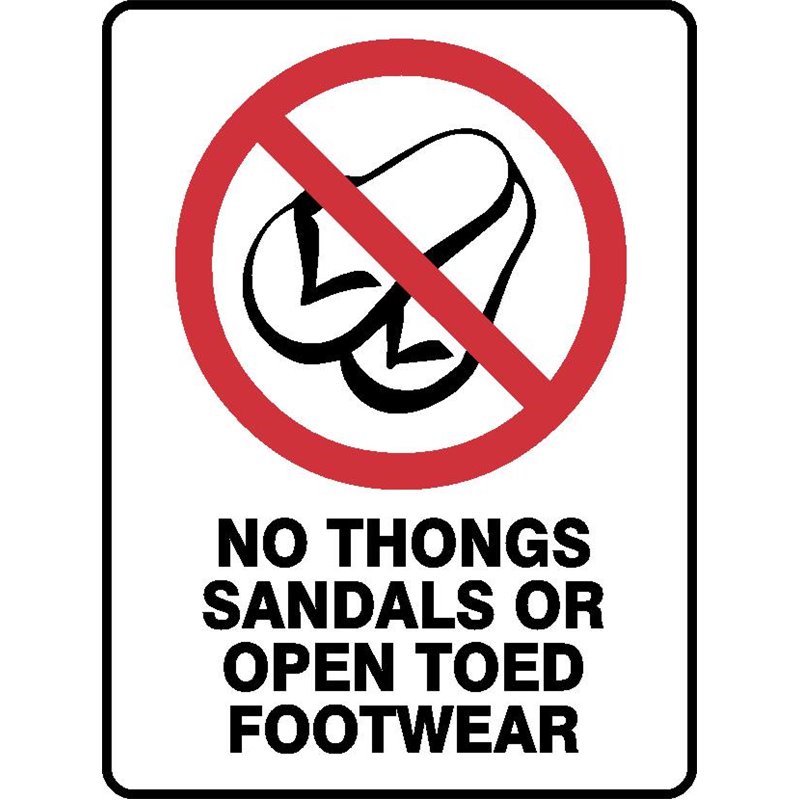 No Thongs Sandals Or Open Toed Footwear Sign, | eBay