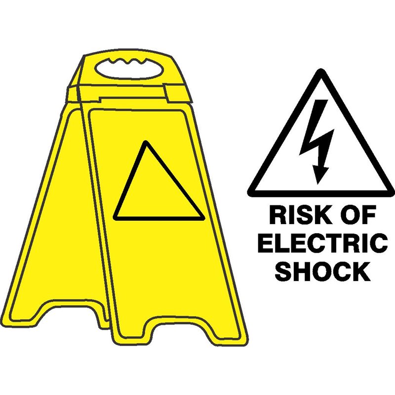 YELLOW FLOOR STAND RISK OF ELECTRIC SHOCK