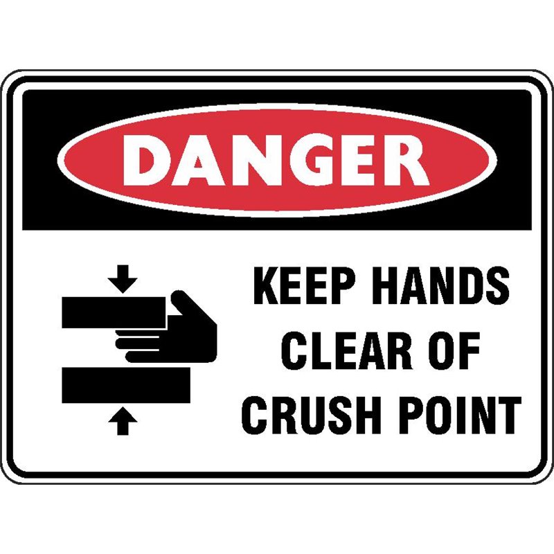 DANGER KEEP HANDS CLEAR OF CRUSH POINTS
